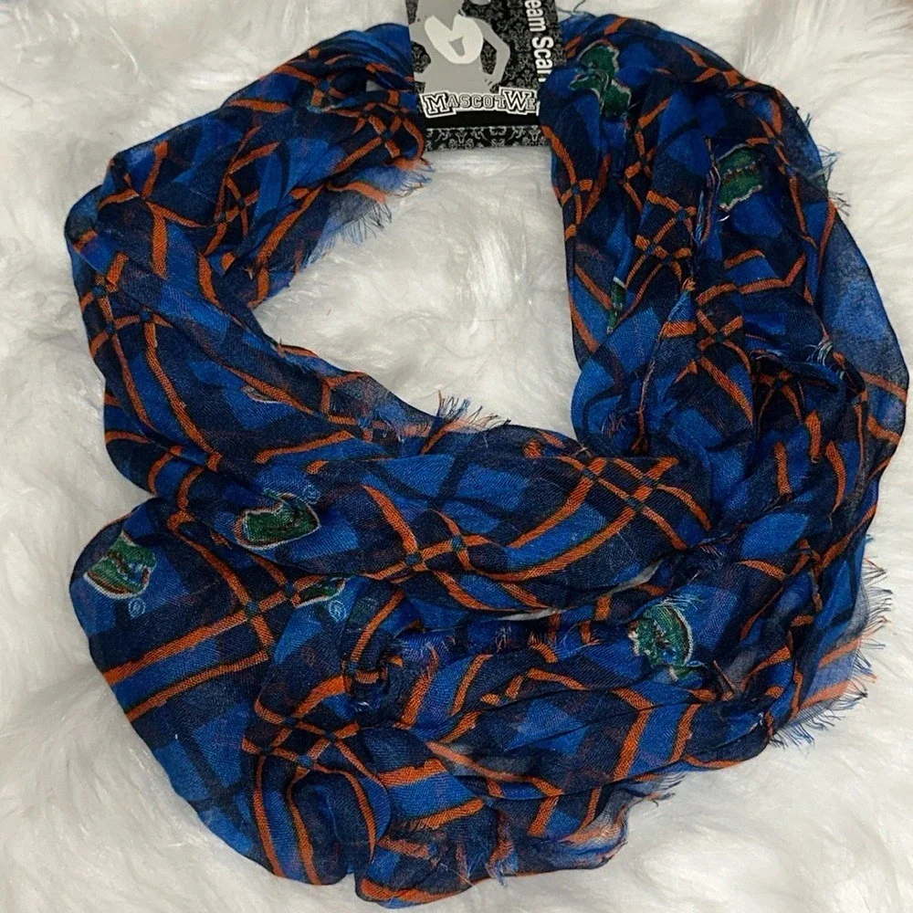 Florida Gators MascotWear Infinity Scarf Blue Orange Plaid NCAA Team Scarf NWT